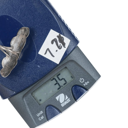 sz7.25 70's-80's R Native American silver, turquoise, and coral ring - Estate Fresh Austin