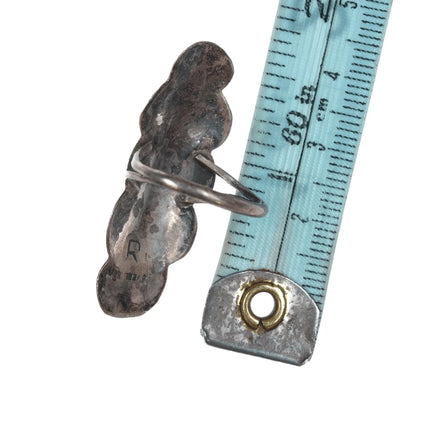 sz7.25 70's-80's R Native American silver, turquoise, and coral ring - Estate Fresh Austin