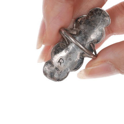 sz7.25 70's-80's R Native American silver, turquoise, and coral ring - Estate Fresh Austin