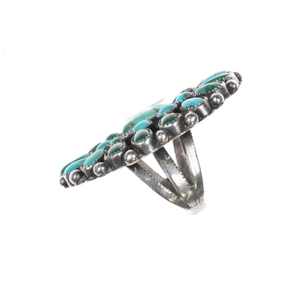 sz7.25 Large 30's - 40's Zuni sterling and turquoise cluster ring - Estate Fresh Austin