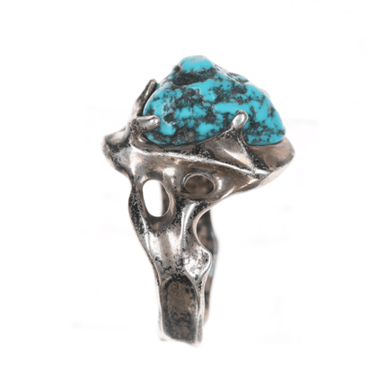 sz7.25 Mid century brutalist sterling and turquoise ring - Estate Fresh Austin