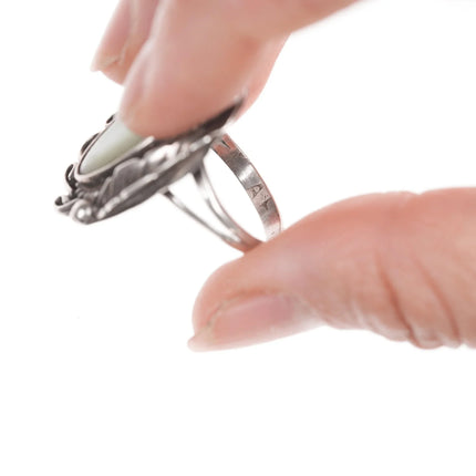 sz7.25 Vintage Native American silver and mother of pearl ring - Estate Fresh Austin