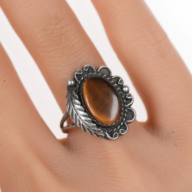 sz7.25 Vintage Native American silver cat's eye ring - Estate Fresh Austin