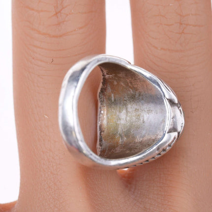 Sz7.25 Vintage Native American Sterling Channel inlay ring - Estate Fresh Austin