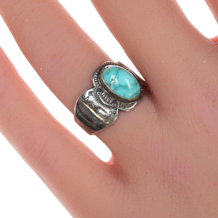 sz7.5 30's - 40's Navajo silver and turquoise ring - Estate Fresh Austin