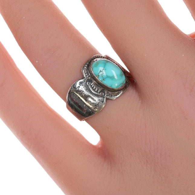 sz7.5 30's-40's Navajo silver and turquoise ring - Estate Fresh Austin