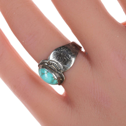 sz7.5 30's - 40's Navajo silver and turquoise ring - Estate Fresh Austin