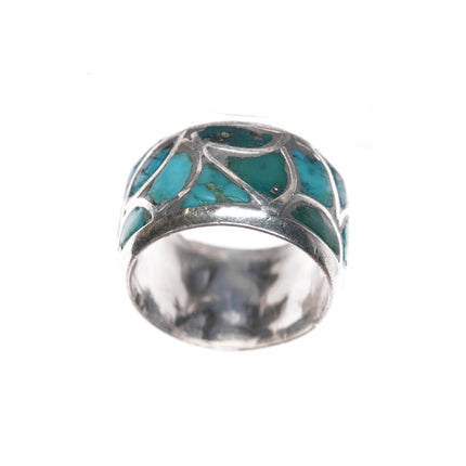 sz7.5 Alice Leekya Homer Zuni silver and turquoise inlay ring - Estate Fresh Austin