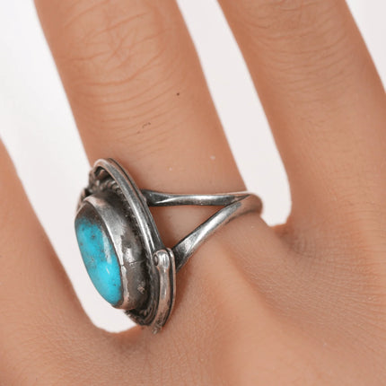 sz7.5 Bisbee Turquoise Vintage Native American sterling ring - Estate Fresh Austin