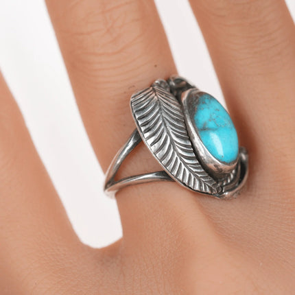sz7.5 Bisbee Turquoise Vintage Native American sterling ring - Estate Fresh Austin