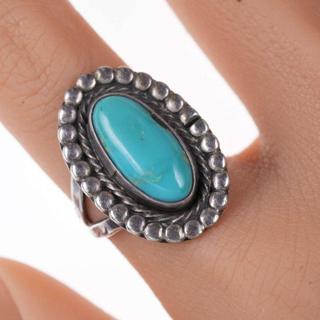 sz7.5 c1940's - 50's Native American sterling/turquoise ring - Estate Fresh Austin