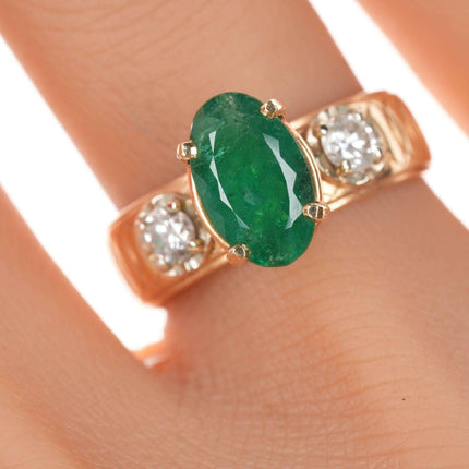 sz7.5 c1960's Famor 14k Emerald and diamond ring - Estate Fresh Austin