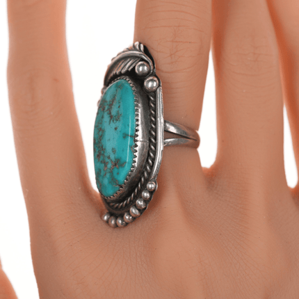 sz7.5 c1970's Orville Tsinnie (1943 - 2017) Navajo silver and turquoise ring - Estate Fresh Austin