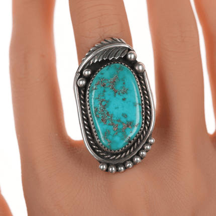 sz7.5 c1970's Orville Tsinnie (1943 - 2017) Navajo silver and turquoise ring - Estate Fresh Austin