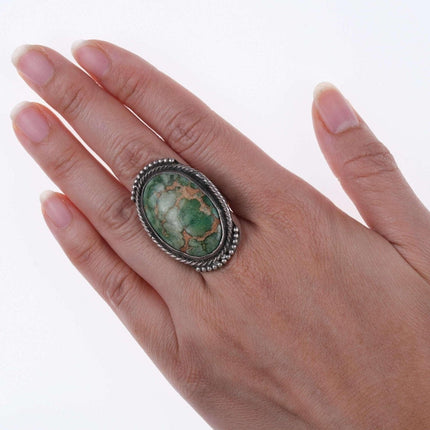 sz7.5 Large c1940's Navajo Sterling and turquoise ring - Estate Fresh Austin