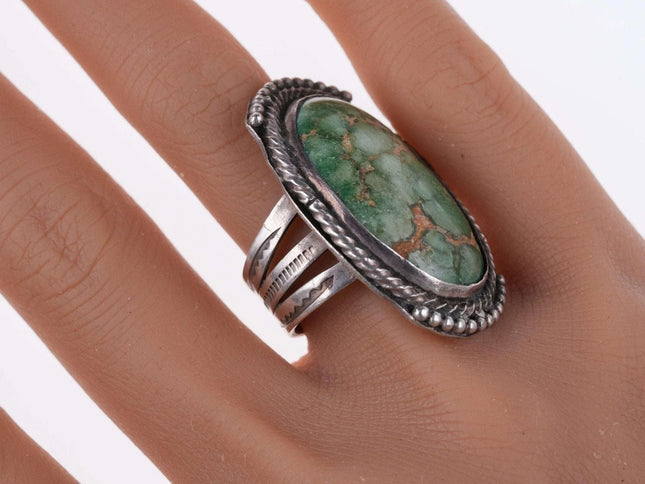 sz7.5 Large c1940's Navajo Sterling and turquoise ring - Estate Fresh Austin