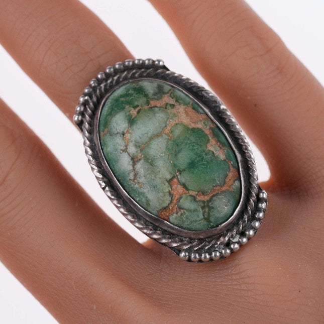 sz7.5 Large c1940's Navajo Sterling and turquoise ring - Estate Fresh Austin