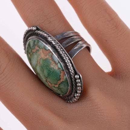 sz7.5 Large c1940's Navajo Sterling and turquoise ring - Estate Fresh Austin