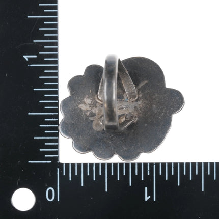 sz7.5 Large Vintage Native American silver and turquoise feather ring - Estate Fresh Austin