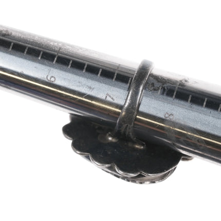 sz7.5 Large Vintage Native American silver and turquoise feather ring - Estate Fresh Austin