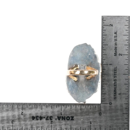 sz7.5 Large Vintage Navajo 14k gold Bisbee turquoise ring - Estate Fresh Austin