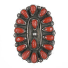 sz7.5 Vintage Zuni Mediterranean Coral petit point cluster sterling ring - Estate Fresh Austin