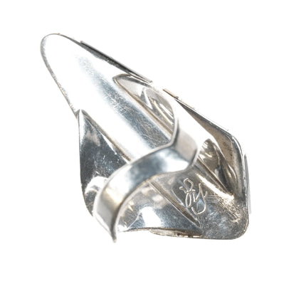 sz7.5 Leo Yazzie Black Jade and coral channel inlay sterling ring - Estate Fresh Austin