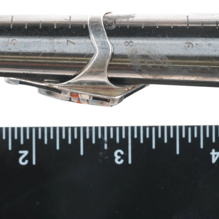 sz7.5 Leo Yazzie Black Jade and coral channel inlay sterling ring - Estate Fresh Austin