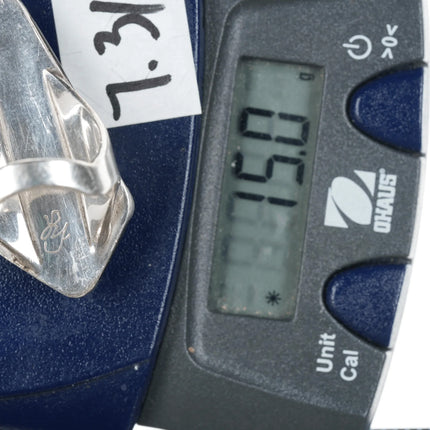 sz7.5 Leo Yazzie Black Jade and coral channel inlay sterling ring - Estate Fresh Austin