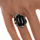 sz7.5 Taxco Eagle Mark Vintage Silver Black Cat's Eye Brutalist ring - Estate Fresh Austin