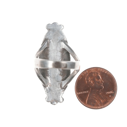 sz7.5 Vintage Native American silver and turquoise oval ring - Estate Fresh Austin