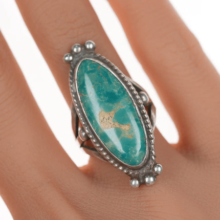 sz7.5 Vintage Native American silver and turquoise oval ring - Estate Fresh Austin