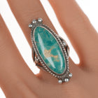 sz7.5 Vintage Native American silver and turquoise oval ring - Estate Fresh Austin