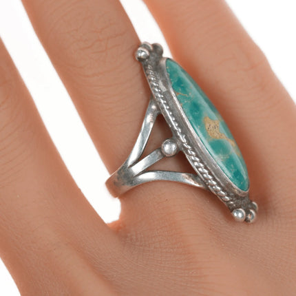sz7.5 Vintage Native American silver and turquoise oval ring - Estate Fresh Austin