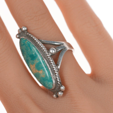 sz7.5 Vintage Native American silver and turquoise oval ring - Estate Fresh Austin