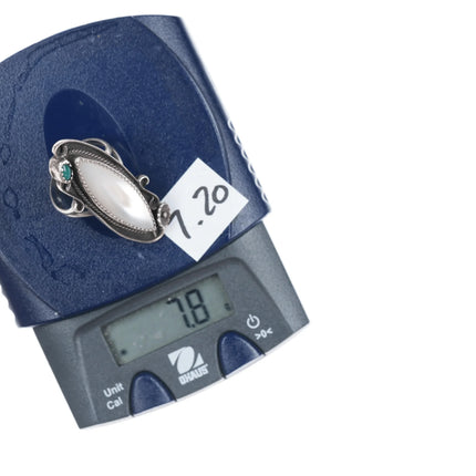 sz7.5 Vintage Native American silver shell, and turquoise ring - Estate Fresh Austin