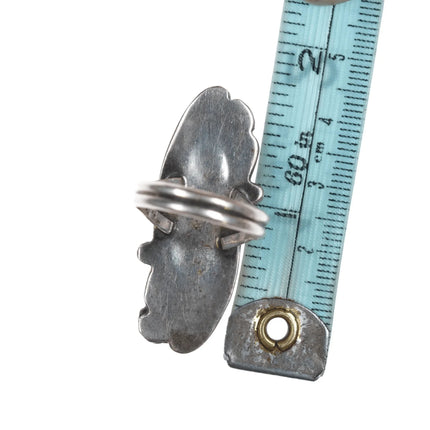 sz7.5 Vintage Native American silver shell, and turquoise ring - Estate Fresh Austin