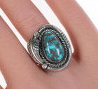 sz7.5 Vintage Navajo silver and high grade bisbee turquoise ring - Estate Fresh Austin