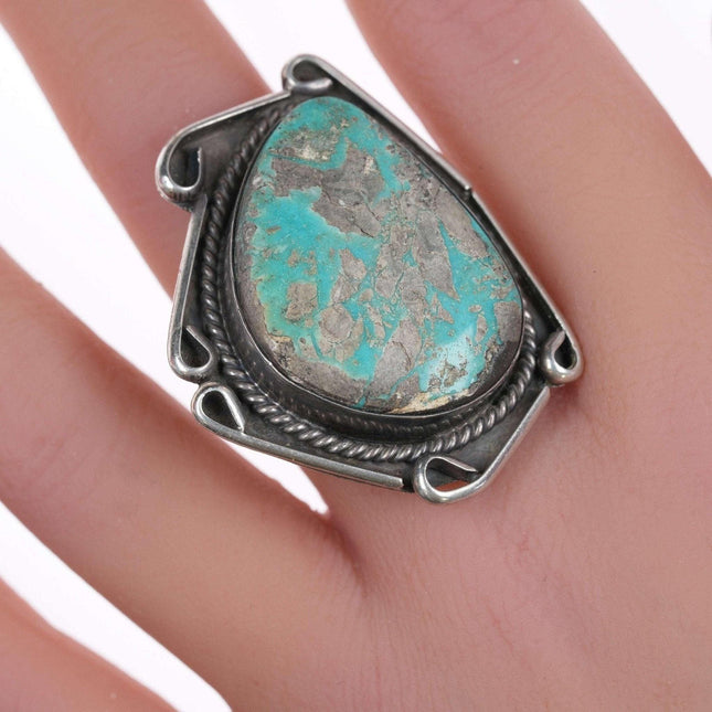 sz7.5 Vintage Navajo silver and turquoise ring g - Estate Fresh Austin