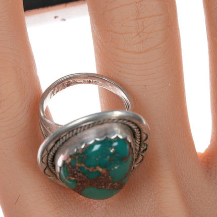sz7.5 Vintage Navajo silver and turquoise ring ij - Estate Fresh Austin