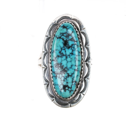 sz7.5 Vintage Navajo sterling black web Kingman turquoise ring - Estate Fresh Austin