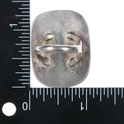 sz7.75 60's-70's Navajo silver, turquoise, and coral ring - Estate Fresh Austin