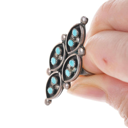 sz7.75 c1950's Zuni silver turquoise snake eye ring - Estate Fresh Austin