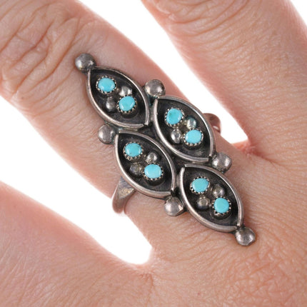 sz7.75 c1950's Zuni silver turquoise snake eye ring - Estate Fresh Austin