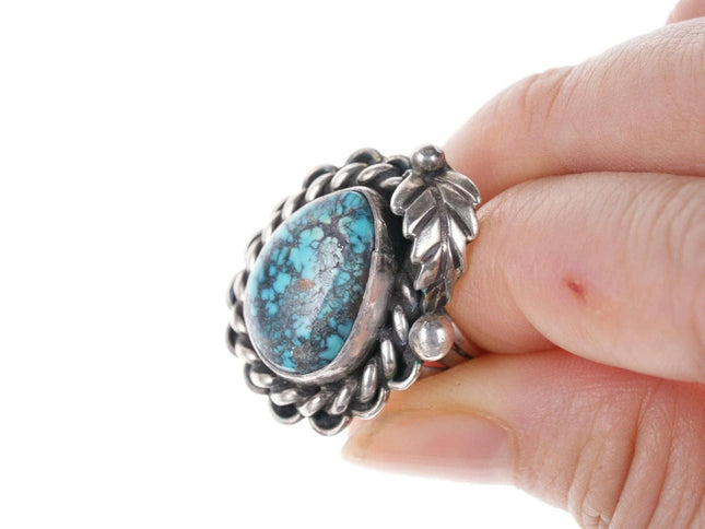 sz7.75 c1960 Navajo High Grade spiderweb turquoise ring - Estate Fresh Austin