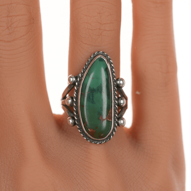 sz7.75 DCB Native American Silver and Royston turquoise ring - Estate Fresh Austin