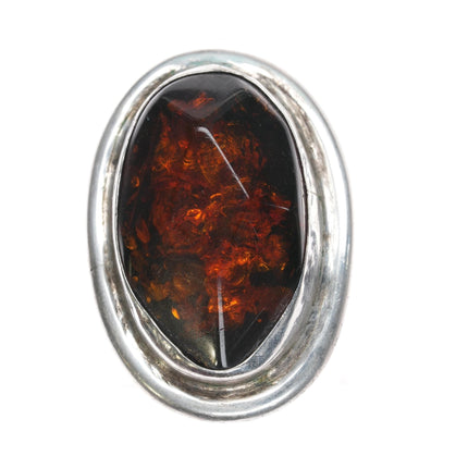 Sz7.75 Don Hart Native American sterling and amber ring - Estate Fresh Austin