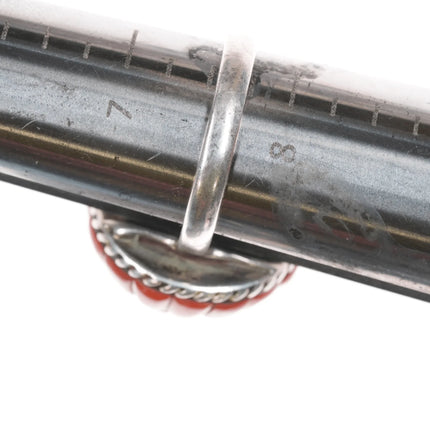 sz7.75 Lee and Mary Weebothee Zuni Mediterranean coral inlay ring - Estate Fresh Austin