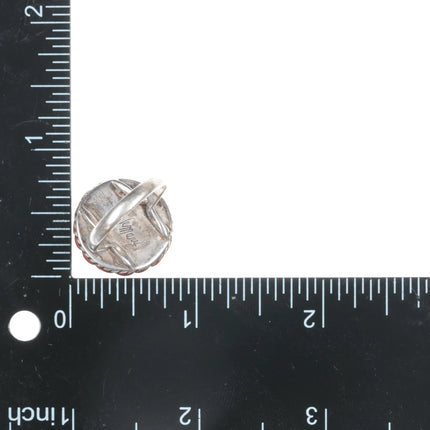 sz7.75 Lee and Mary Weebothee Zuni Mediterranean coral inlay ring - Estate Fresh Austin