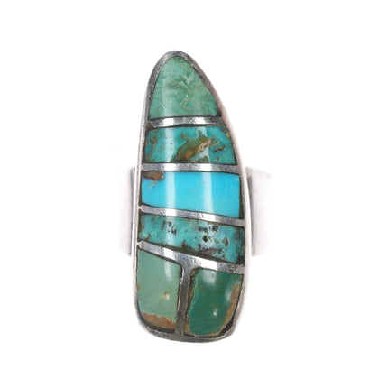 sz7.75 Vintage Native American silver turquoise channel inlay ring - Estate Fresh Austin